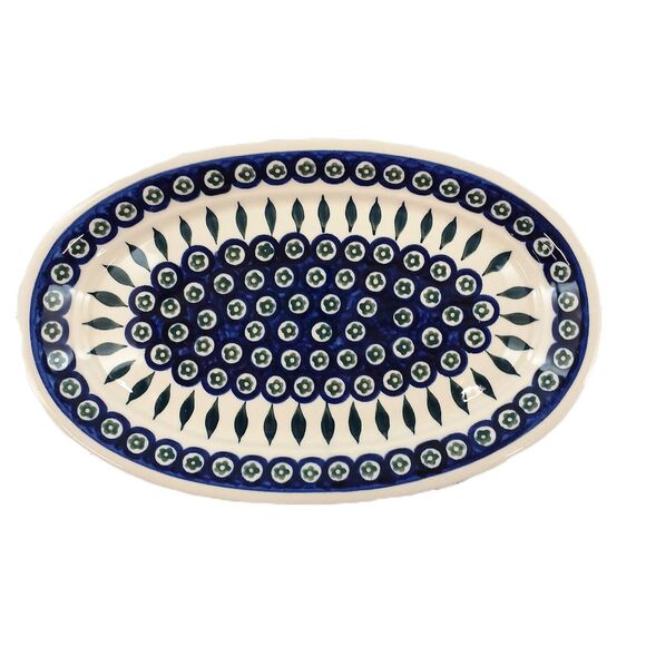 Polish Pottery Blue Floral Oval Platter by Zaklady Boleslaweic Hand Made Poland - Picture 4 of 10